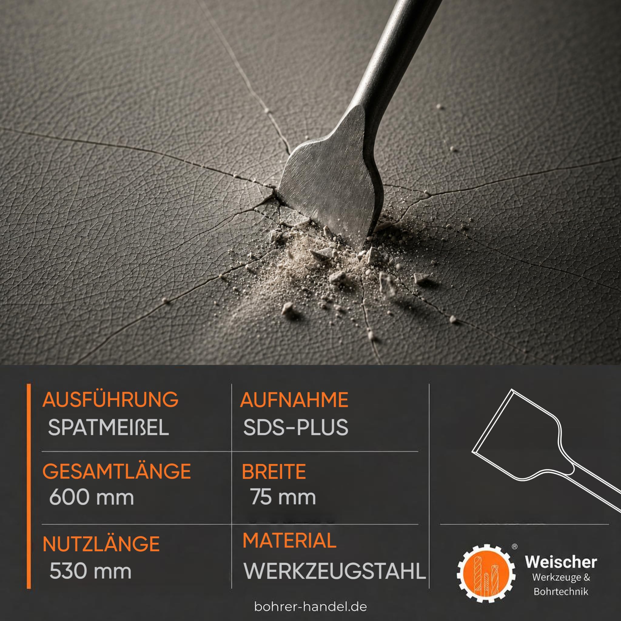weischer-zubeh-r-sds-plus-spatmeissel-600x75-mm-werkzeugstahl image 2