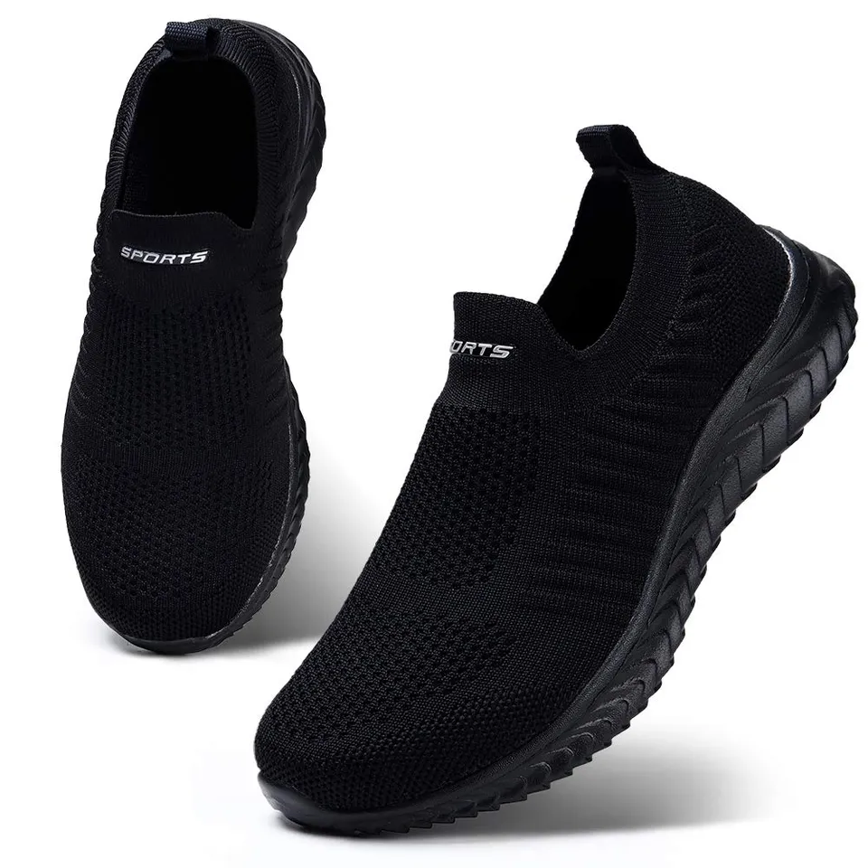 hkr-damen-slip-on-sneaker-sportschuhe-atmungsaktiv-schwarz image 1