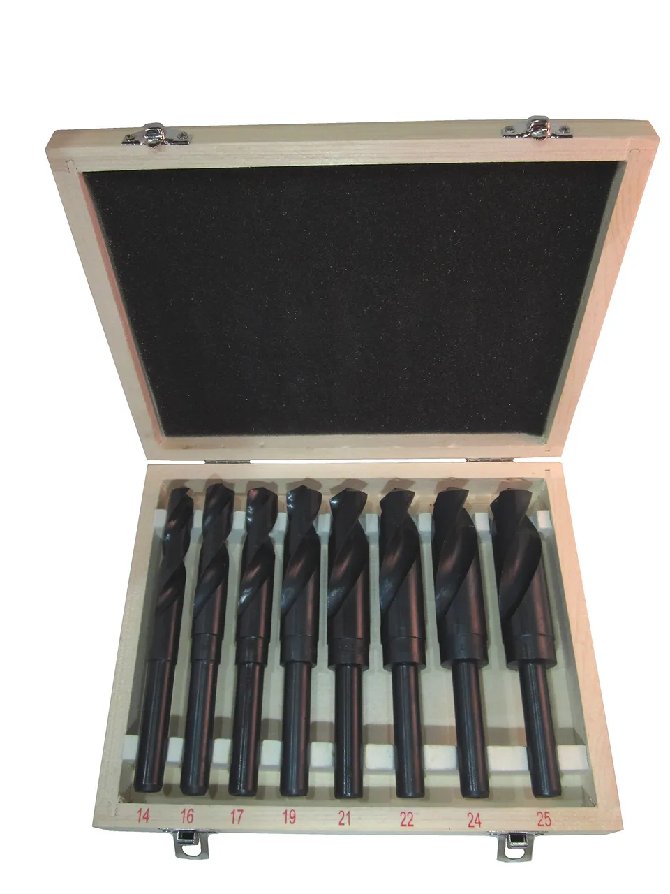weischer-bohrer-hss-schaftbohrer-set-8tlg-14-25mm-metall-holzbox image 1