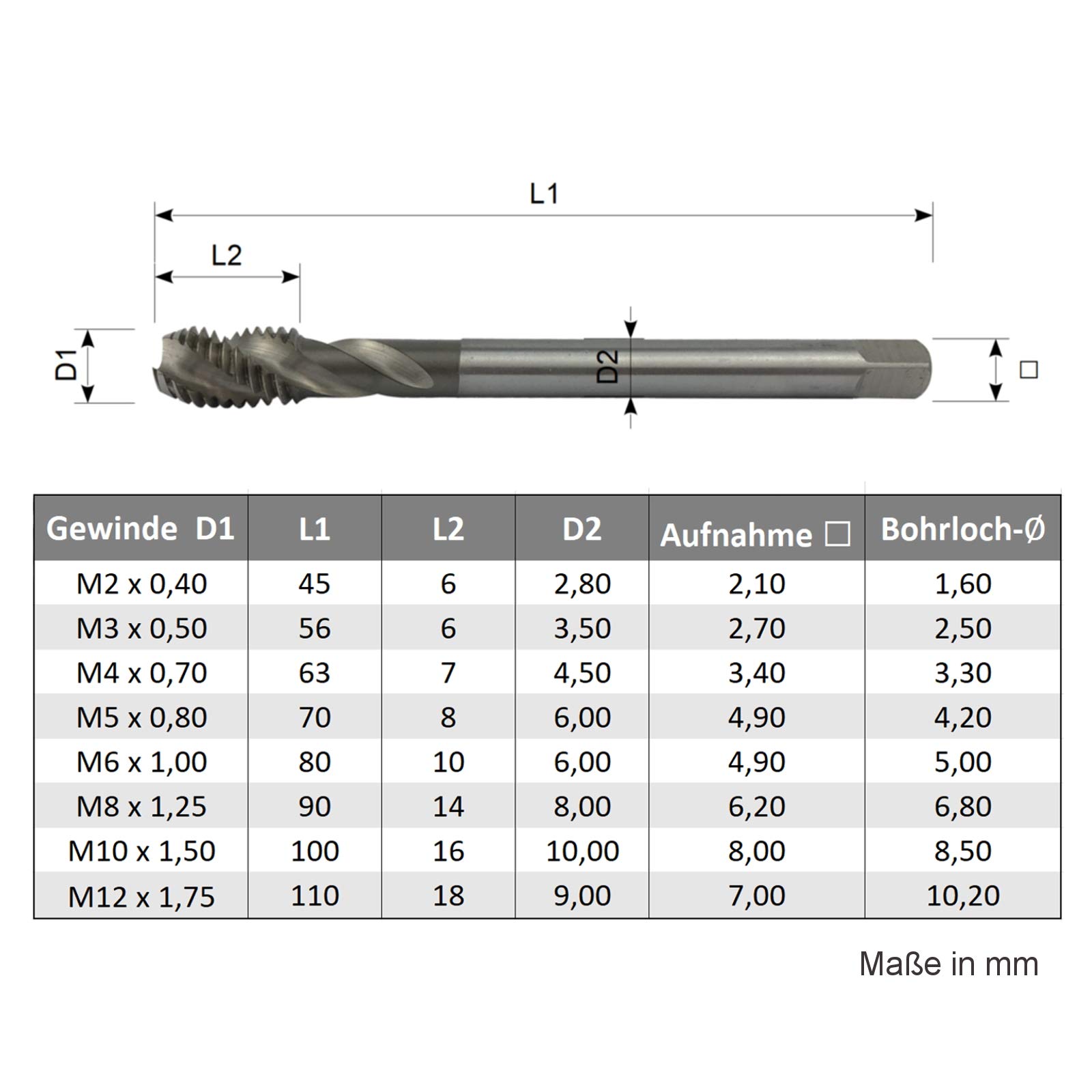 weischer-gewinde-und-schl-ssel-m2-sacklochbohrer-hss-e-edelstahl image 2