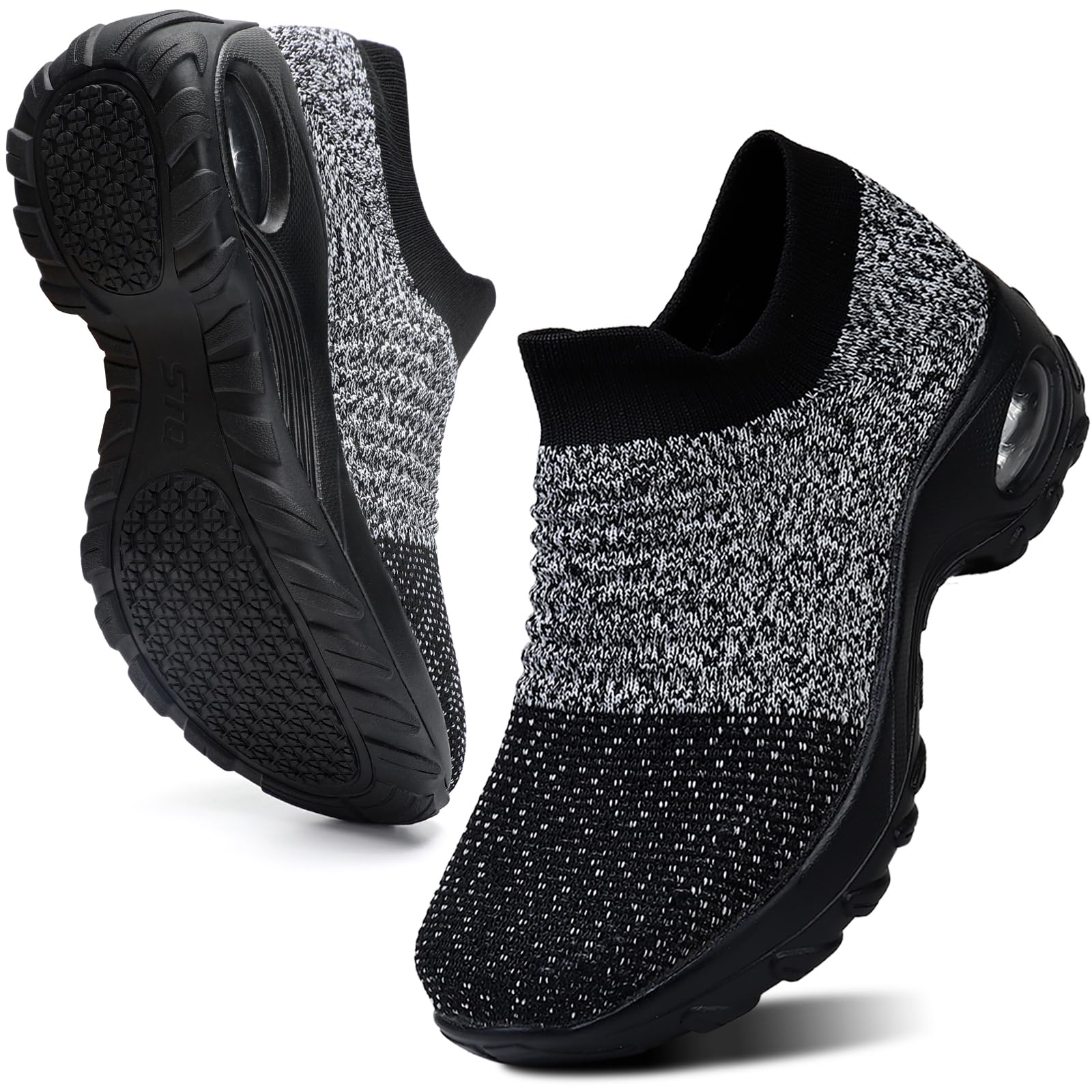 hkr-slip-on-damen-sneaker-grau-schwarz-35-turnschuhe-memory-foam image 1